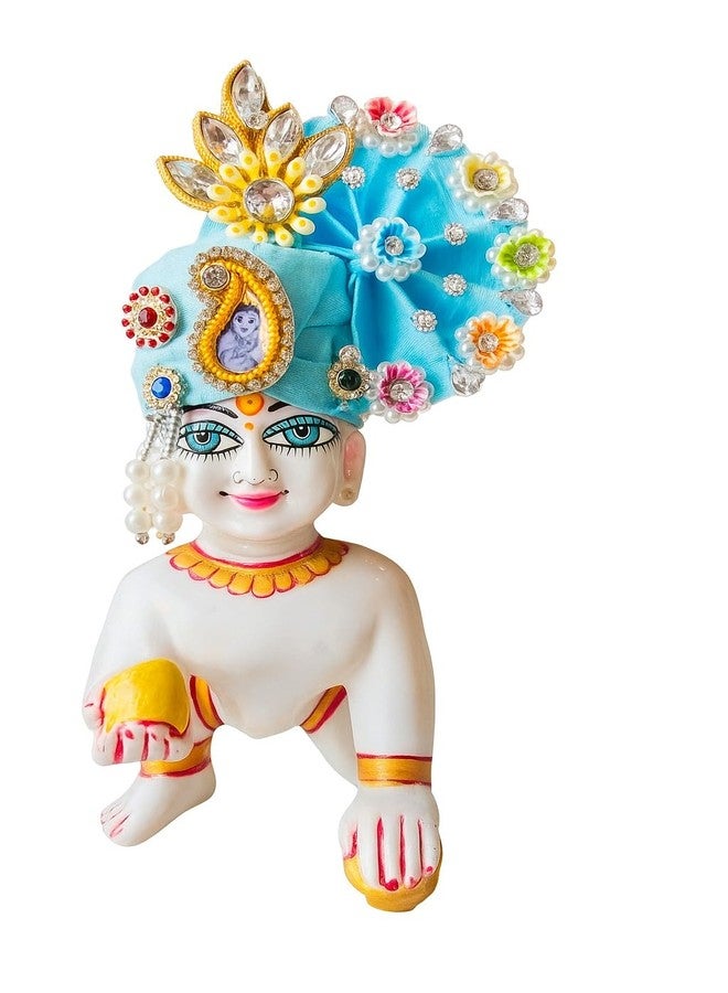 SEER Laddu Gopal Krishna Mukut Pagri Crown with Peacock Feather Design, Multicolour (Size 0) - Image 2